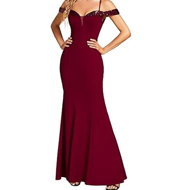 Women's Long Off-neck Evening Dress