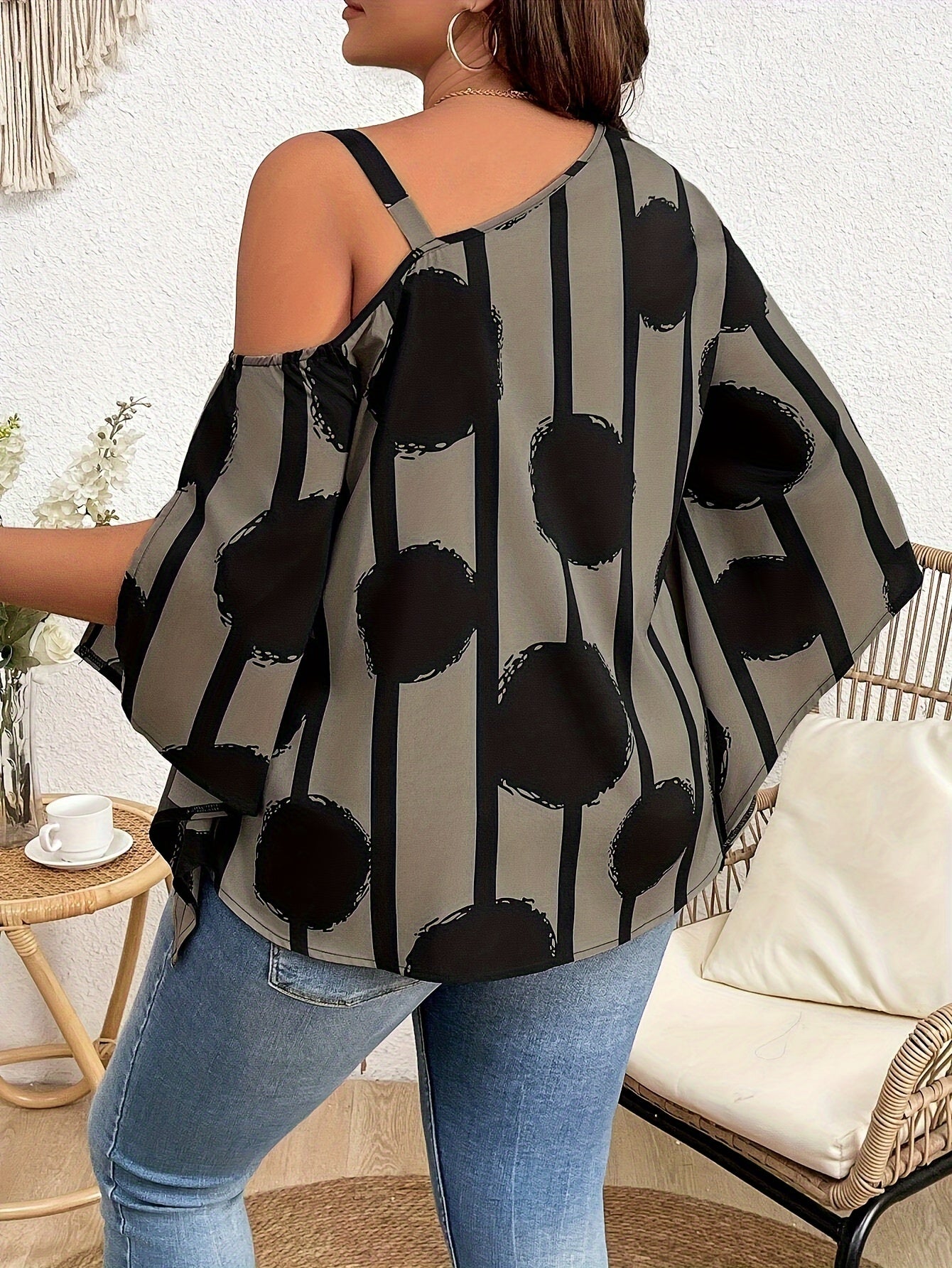 Casual Plus Size Off-the-Shoulder Blouse