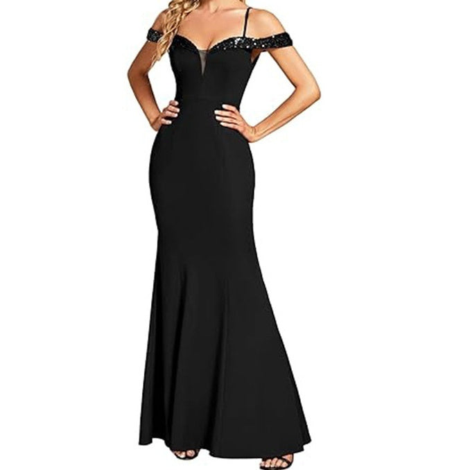 Women's Long Off-neck Evening Dress