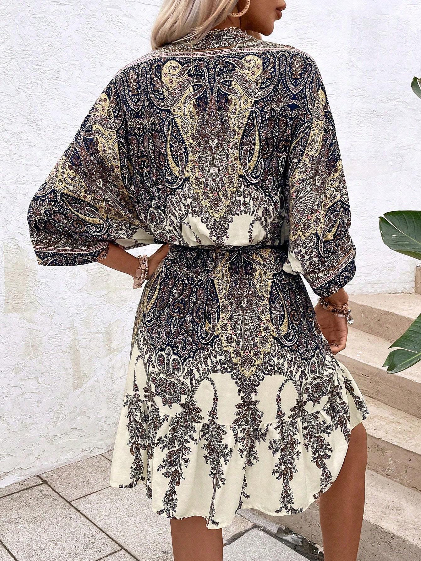 Paisley Tassel Ruffle Dress