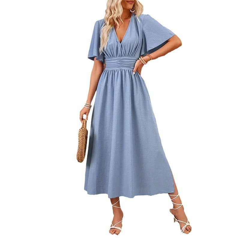 Women's Ruffle Sleeve Elastic Waist Dress