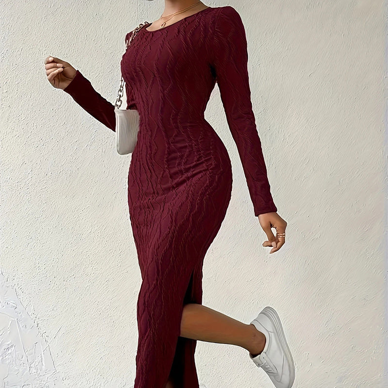 Bodycon Crew Neck Midi Dress