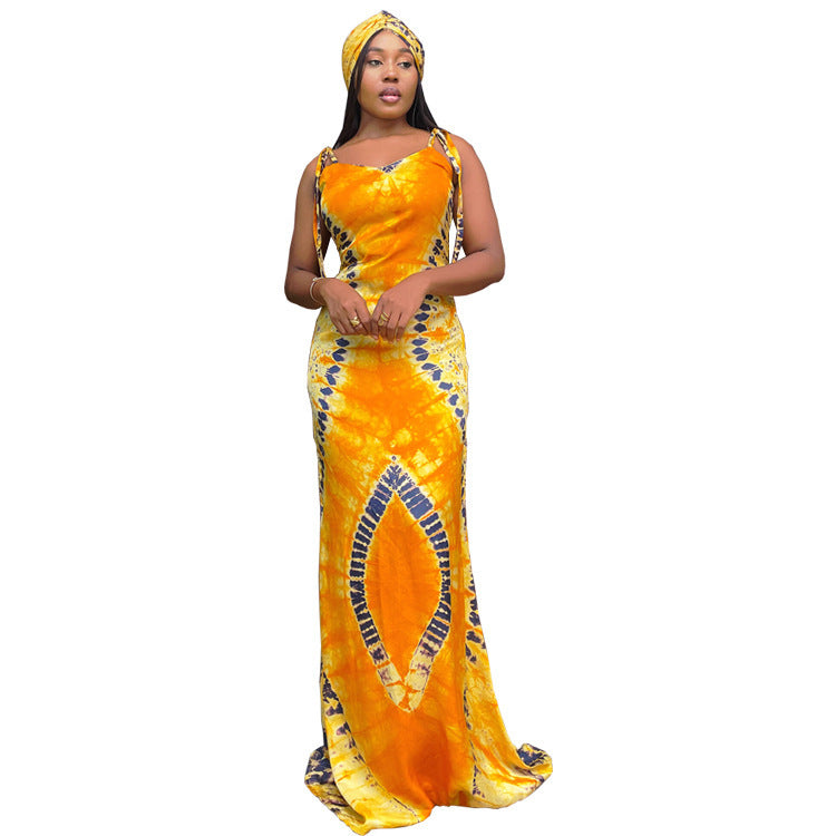 Slim Fit Long Dress and Scarf