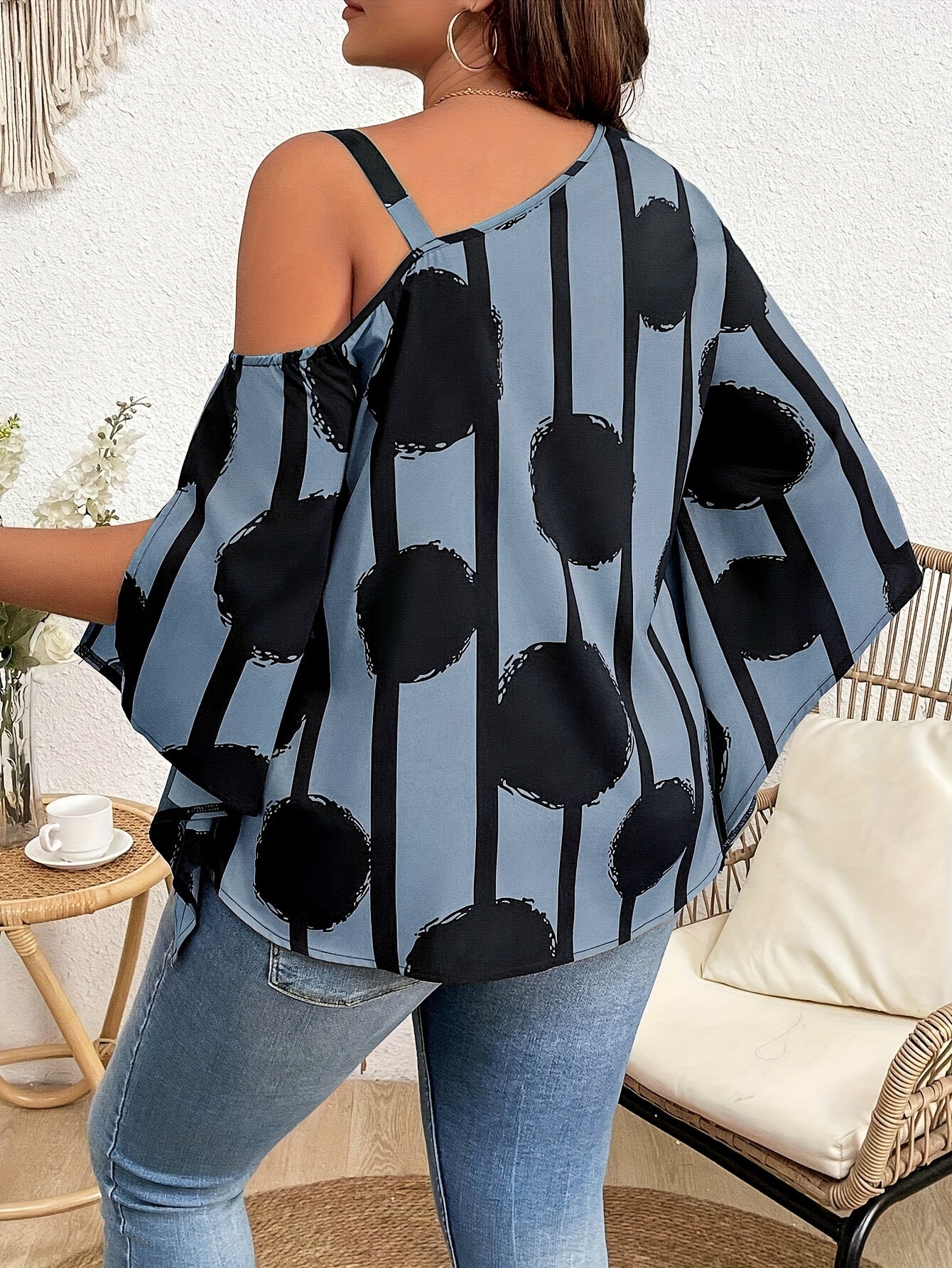 Casual Plus Size Off-the-Shoulder Blouse