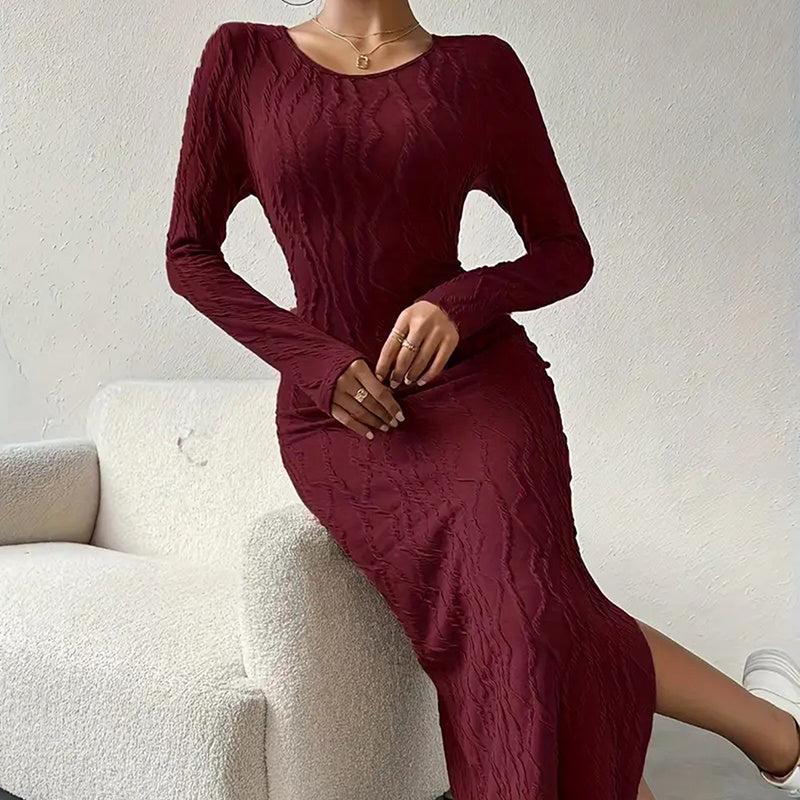 Bodycon Crew Neck Midi Dress