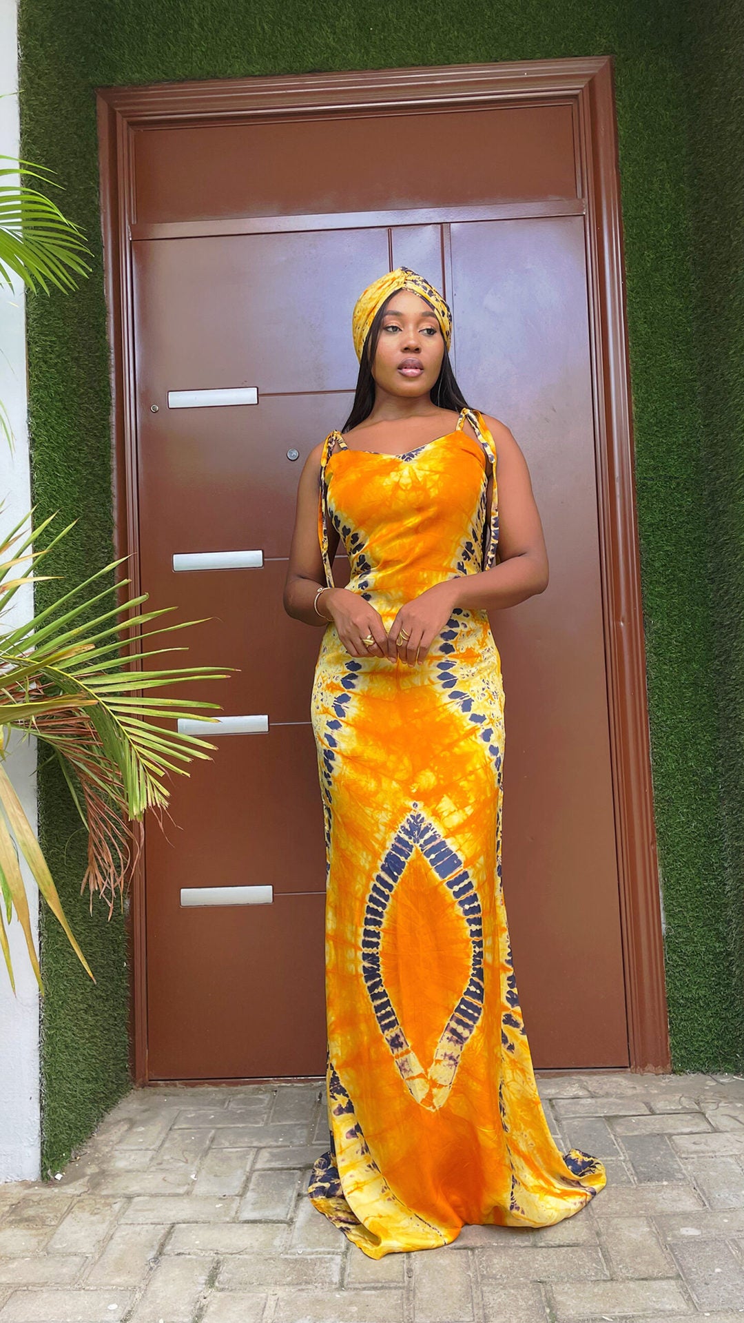 Slim Fit Long Dress and Scarf