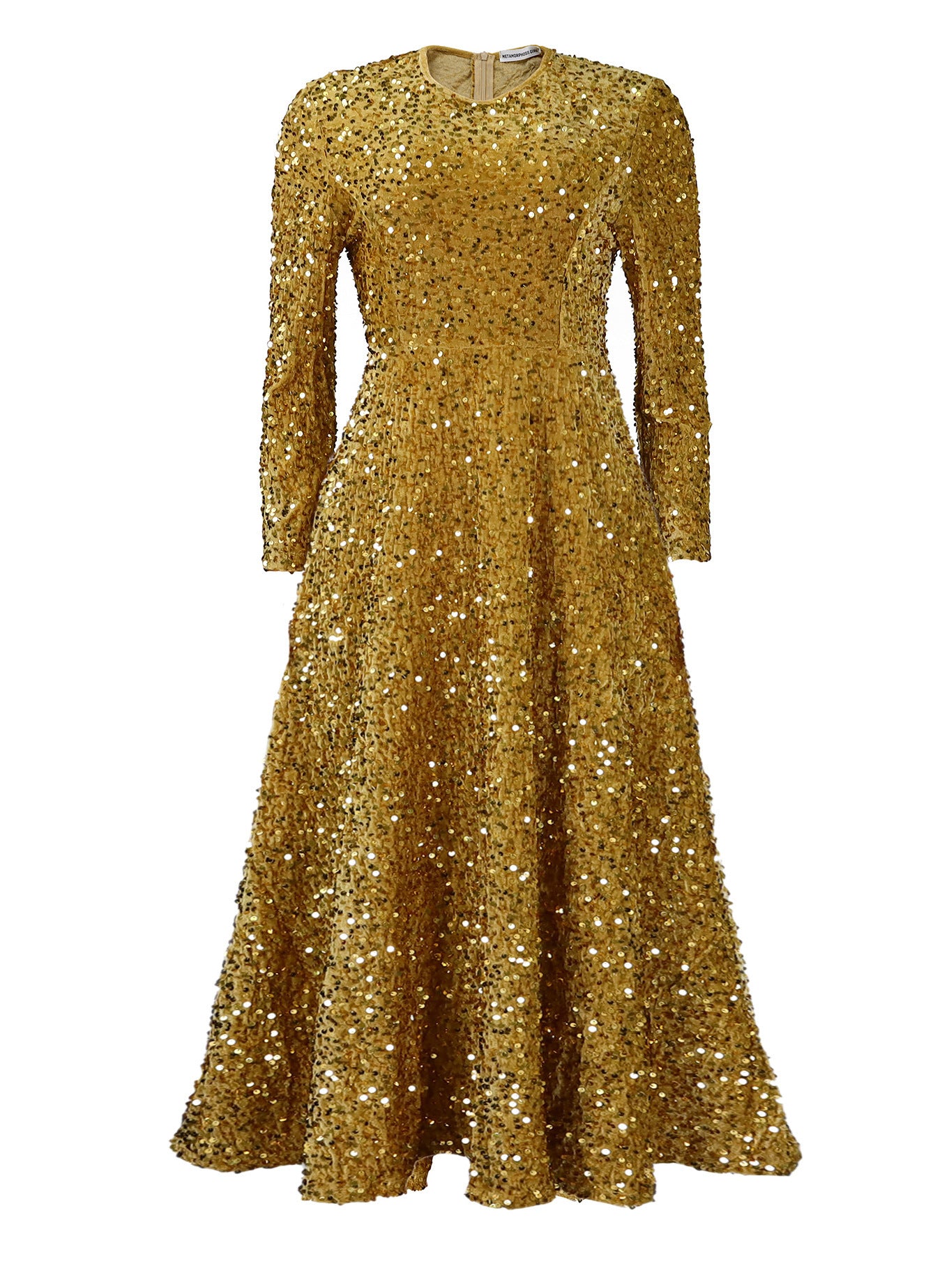 Women's Pure Color Sequins Mid-length Formal Dress