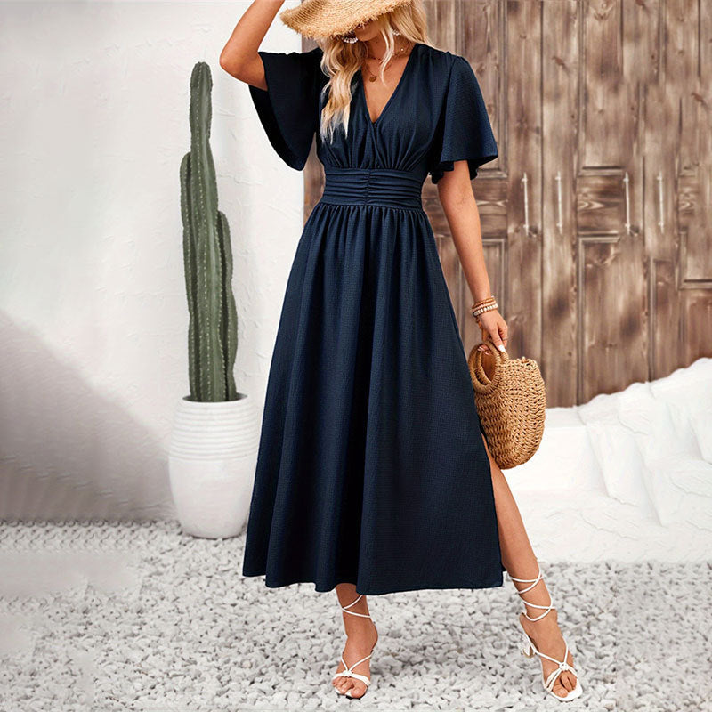 Women's Ruffle Sleeve Elastic Waist Dress