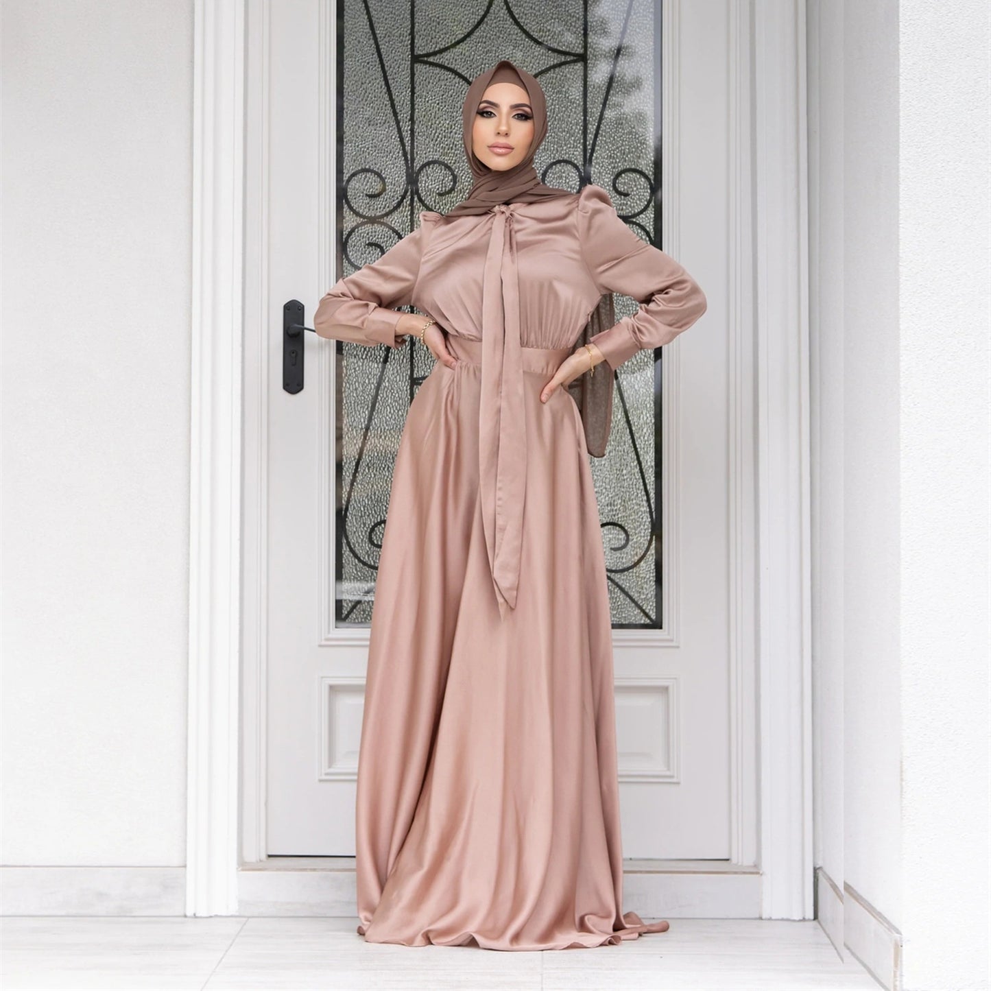Large Hem Satin Dress