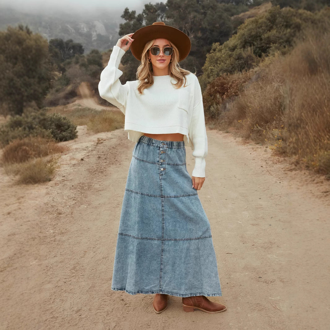 Stitch Denim Skirt