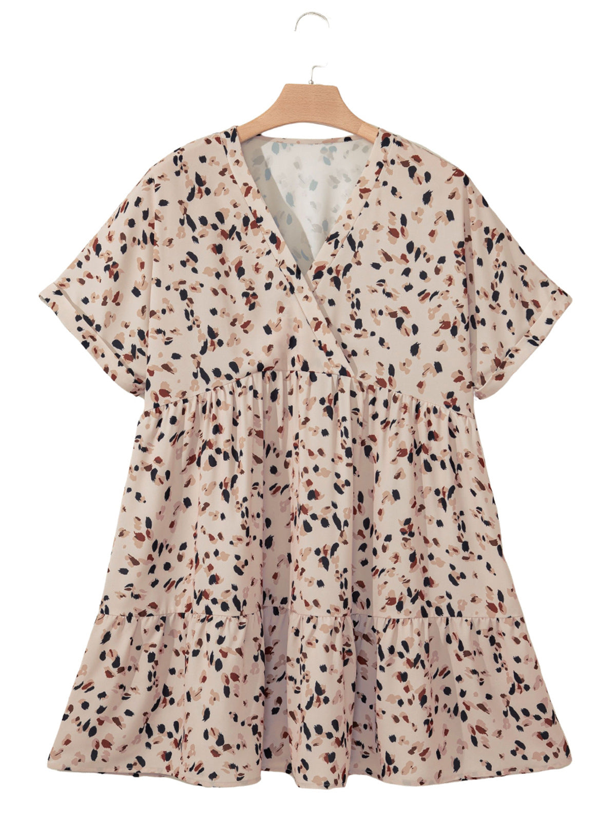 Summer Casual Leopard V-Neck Short Sleeve Dress