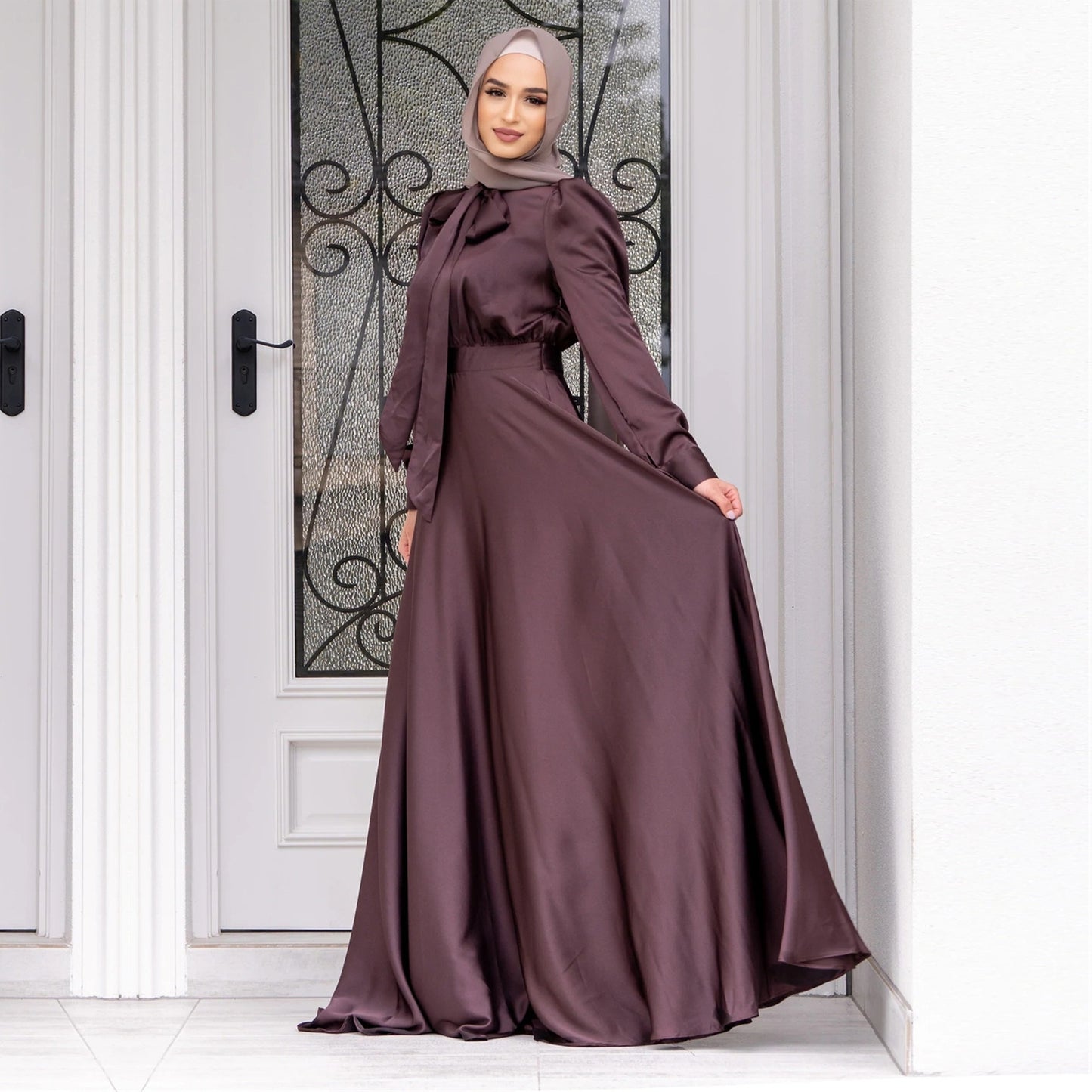Large Hem Satin Dress
