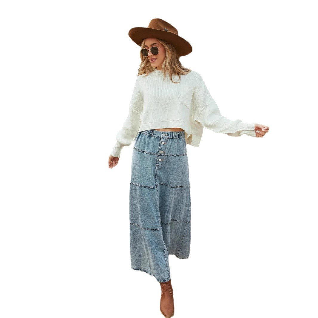 Stitch Denim Skirt