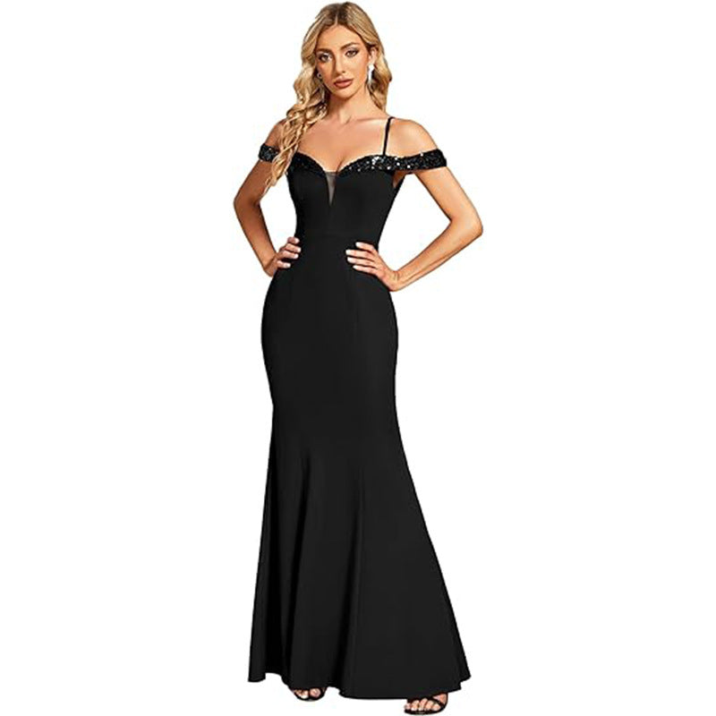 Women's Long Off-neck Evening Dress