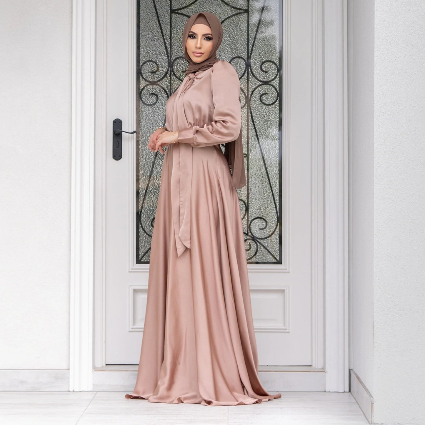 Large Hem Satin Dress