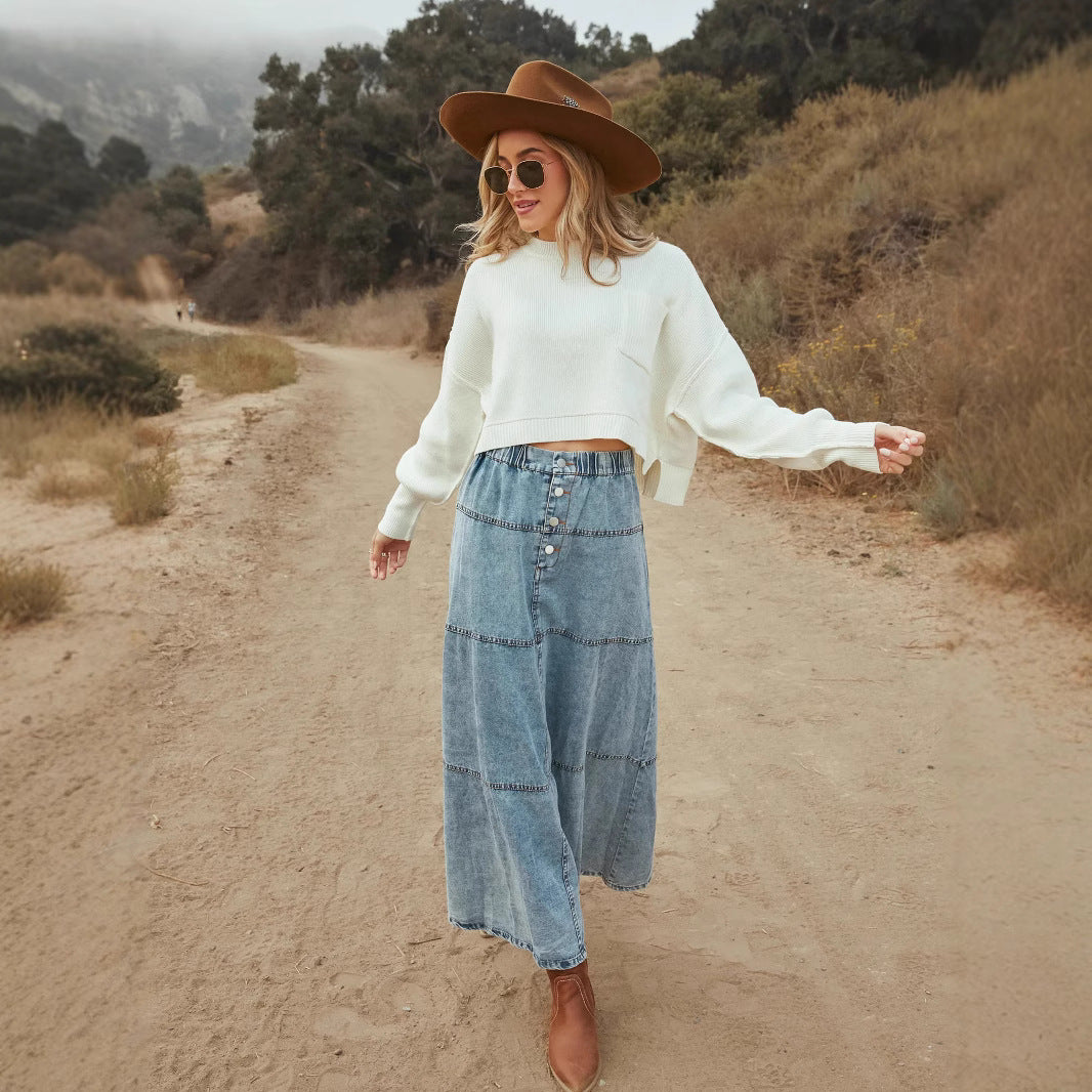 Stitch Denim Skirt