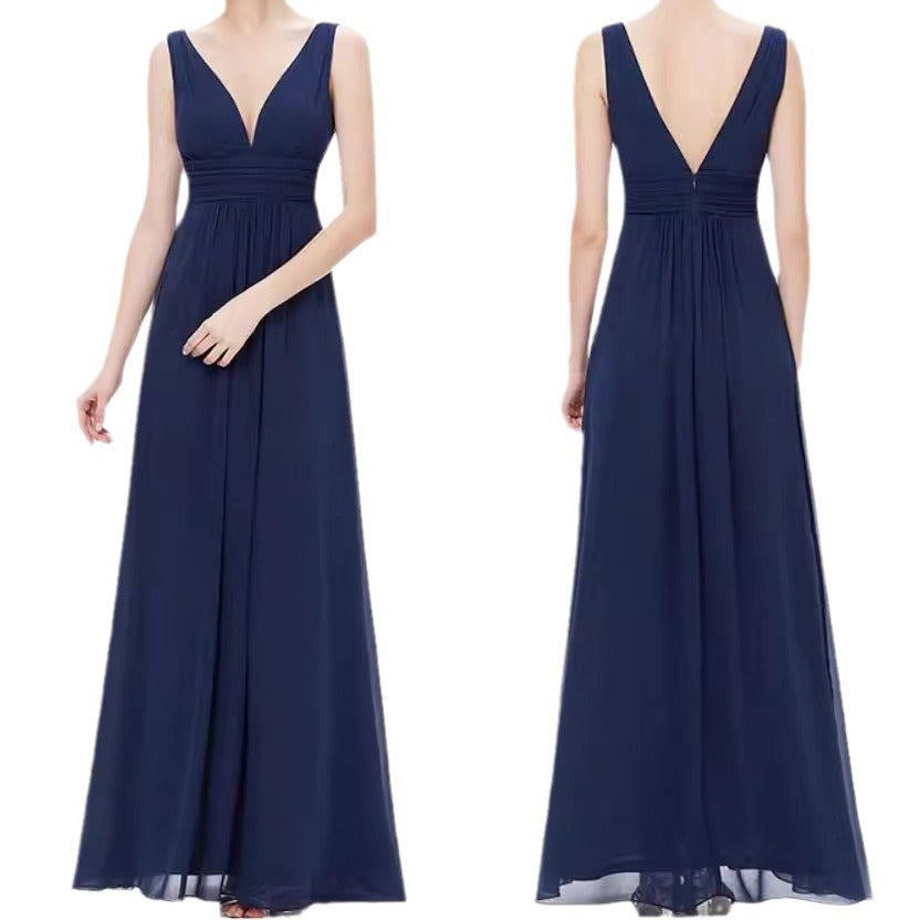 V-neck Plus Size High Waist Evening Dress