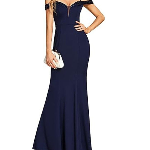 Women's Long Off-neck Evening Dress