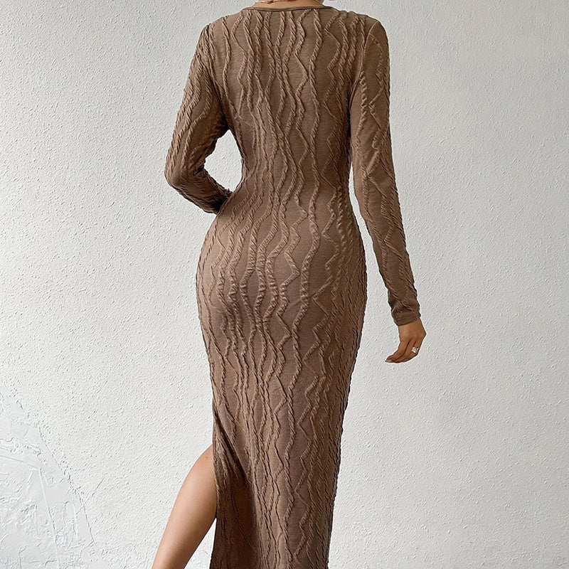Bodycon Crew Neck Midi Dress