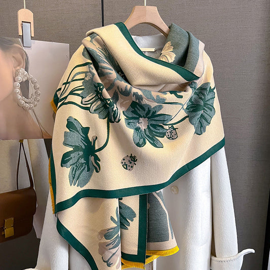 Double-sided Winter Thicken Thermal Scarf Temperament Shawl Outer Match