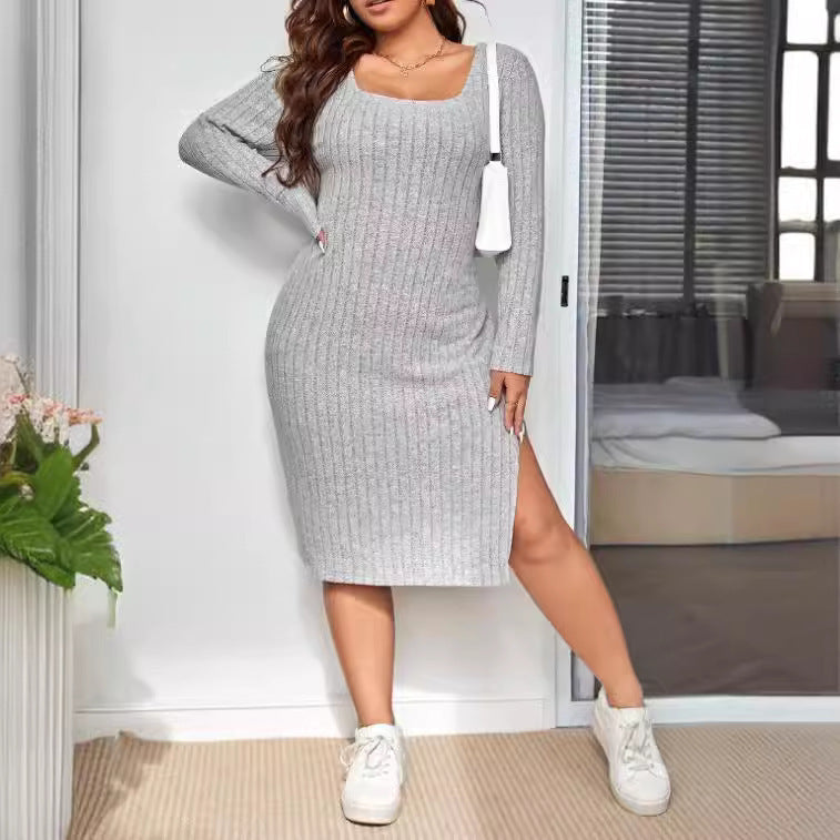 Slim-fitting Long Sleeve Knitted Dress