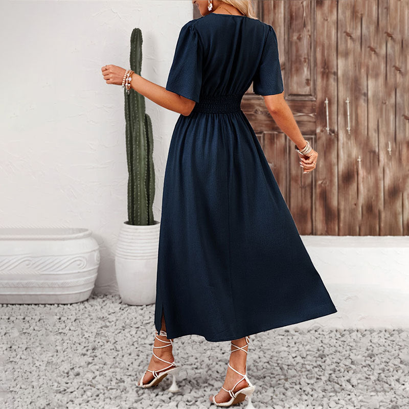 Women's Ruffle Sleeve Elastic Waist Dress