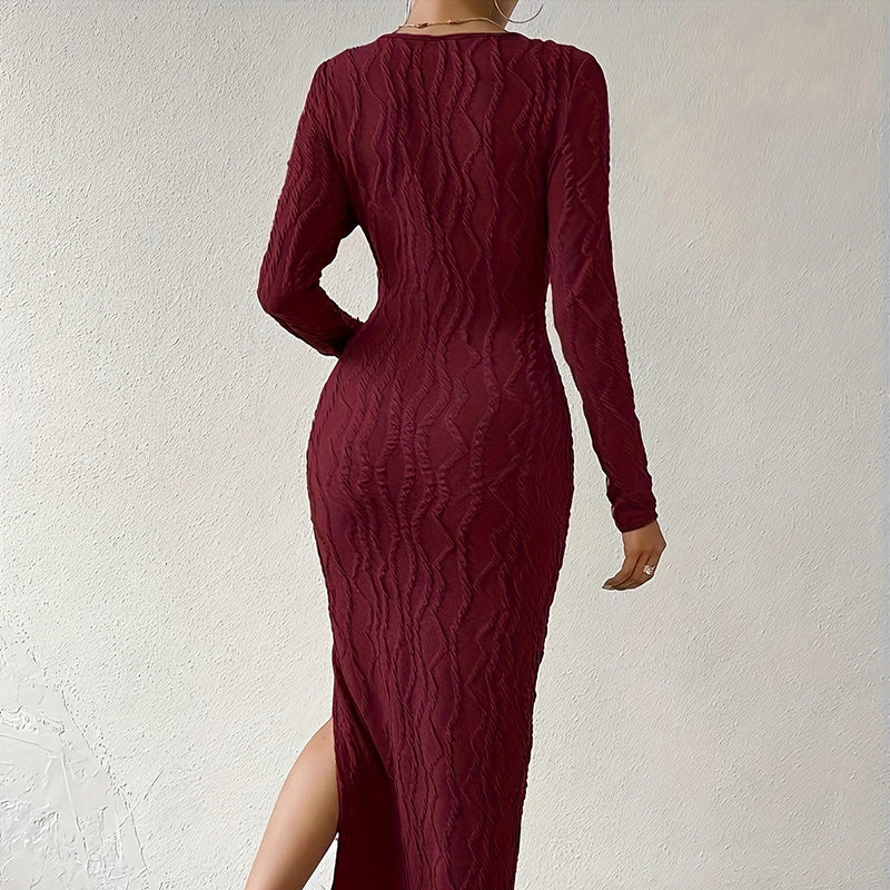 Bodycon Crew Neck Midi Dress