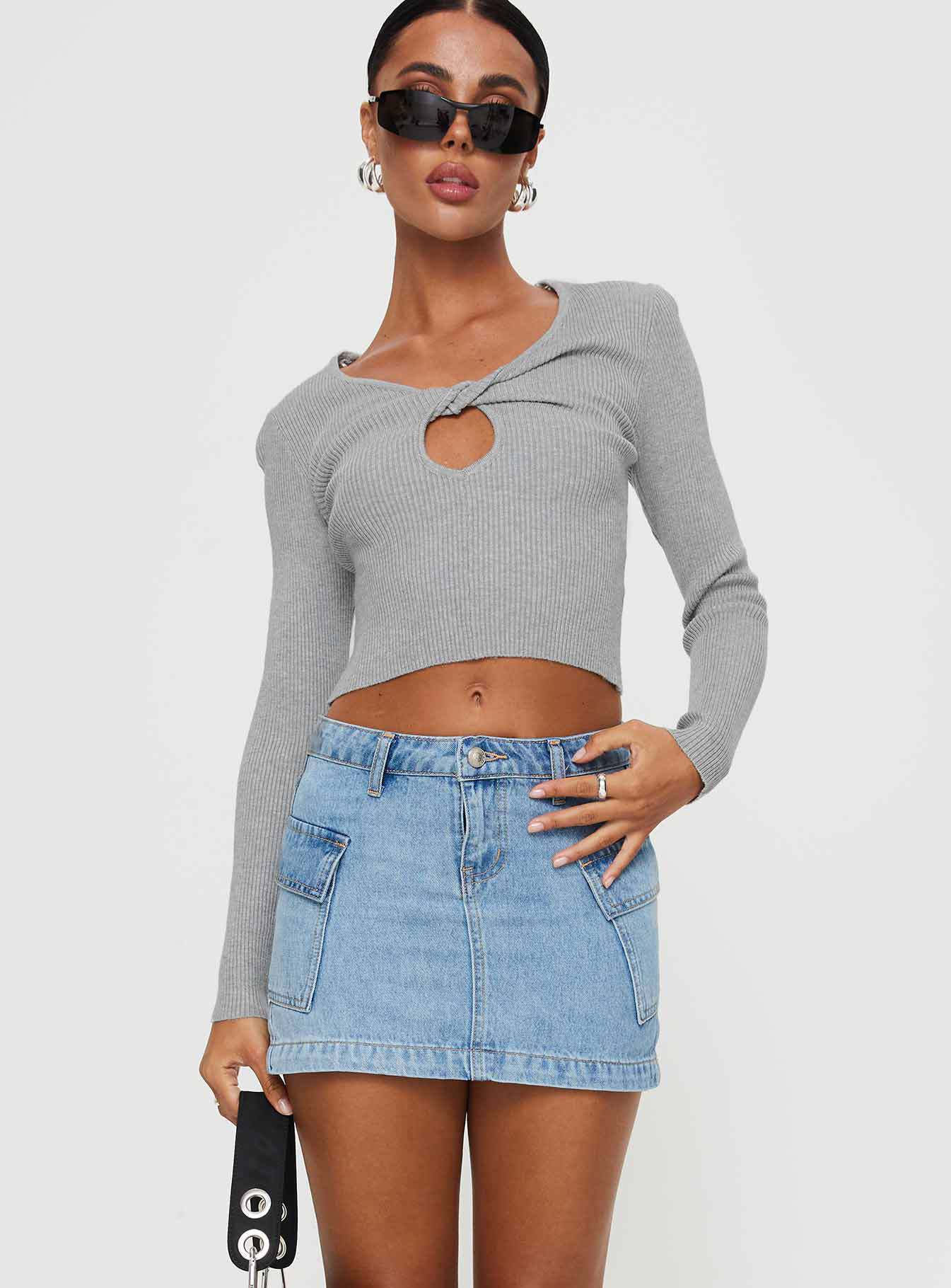 Slim Low Waist Denim Skirt