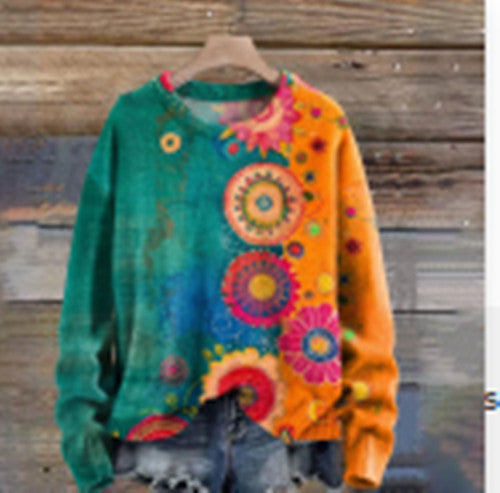 Women's Printed Drop-shoulder Sweater