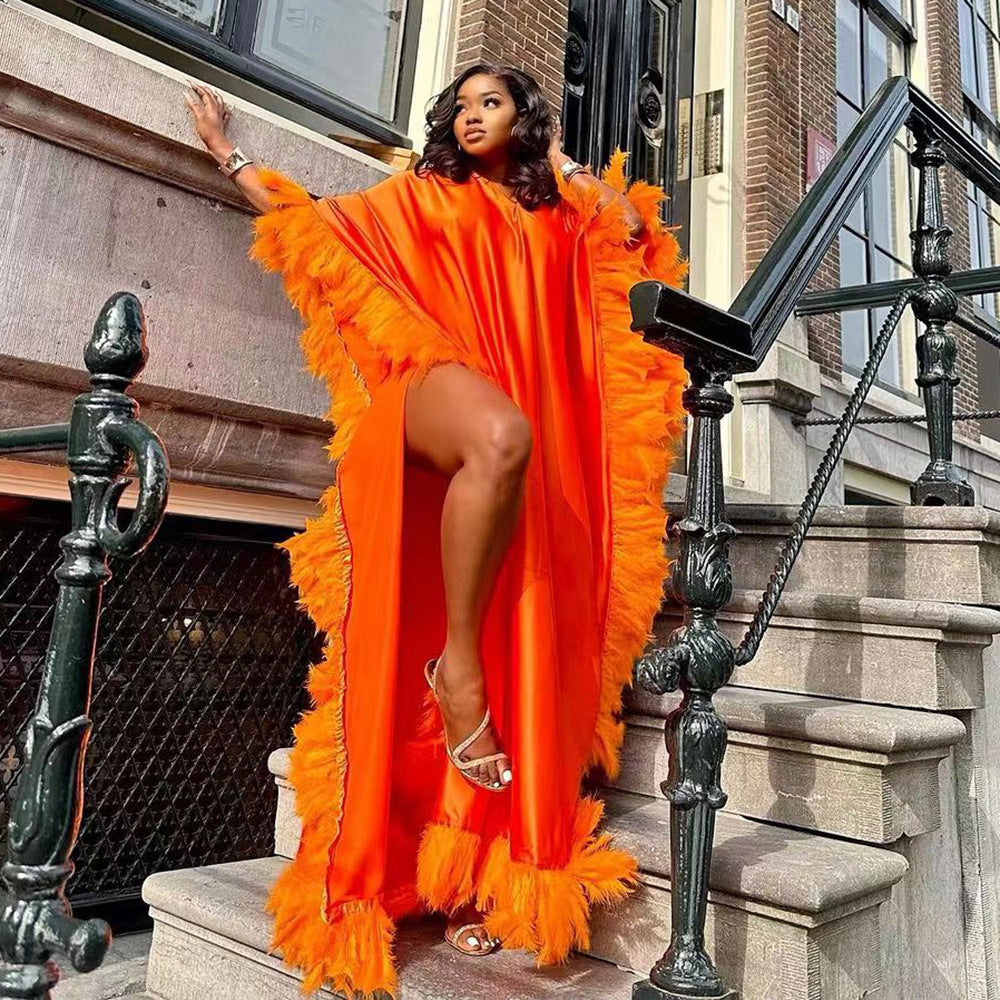 African Light Feather Sleeve Robe