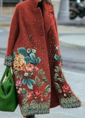 Women's New Long Sleeved Large Woolen Overcoat