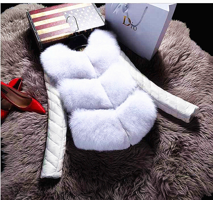 Korean Casual PU Leather Removable Sleeve Warm Coat