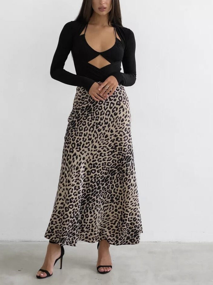 Casual Leopard High Waist Skirt