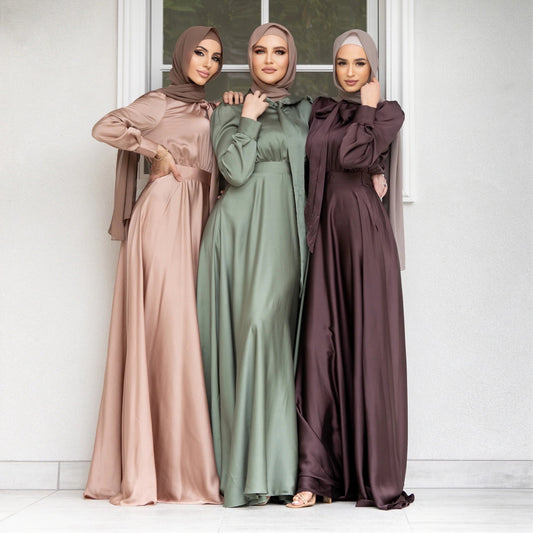 Large Hem Satin Dress