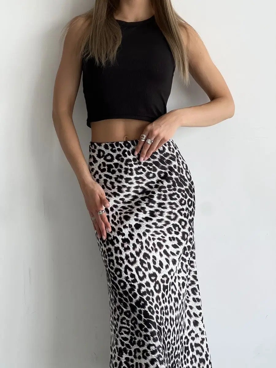 Casual Leopard High Waist Skirt
