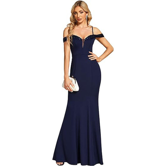 Women's Long Off-neck Evening Dress