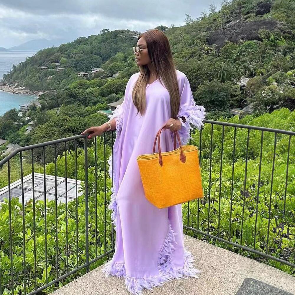 African Light Feather Sleeve Robe
