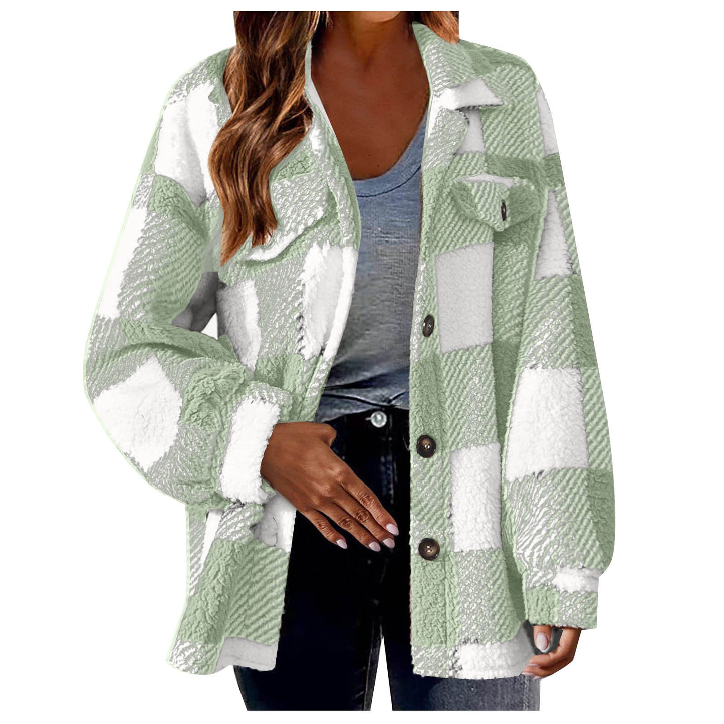 Women's Fashion Jacket Button Plush Coat