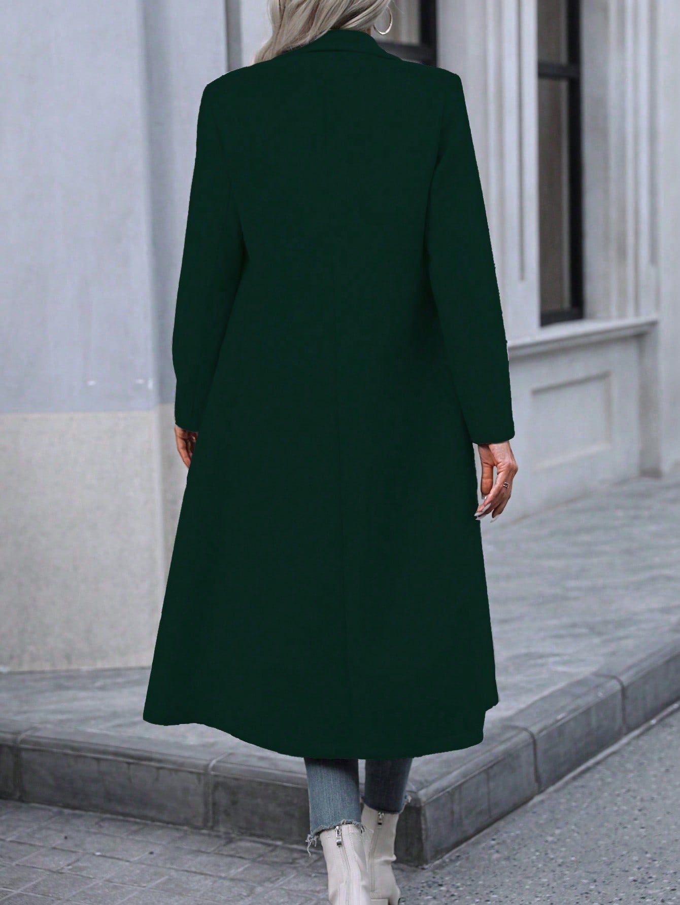 Autumn And Winter Long Coat For Women, Minimalist And Fashionable, Elegant For Commuting, Double-breasted Long-sleeve Faux Wool Long Women's Coat.