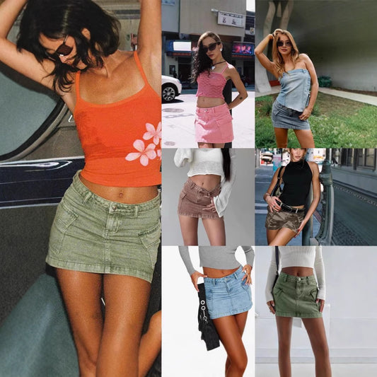 Slim Low Waist Denim Skirt